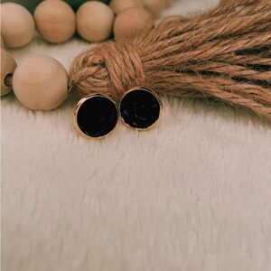 Handmade Elegant Black and Gold Stud Earrings